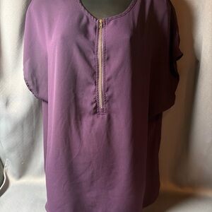 Purple Women's Top with Zipper Detail